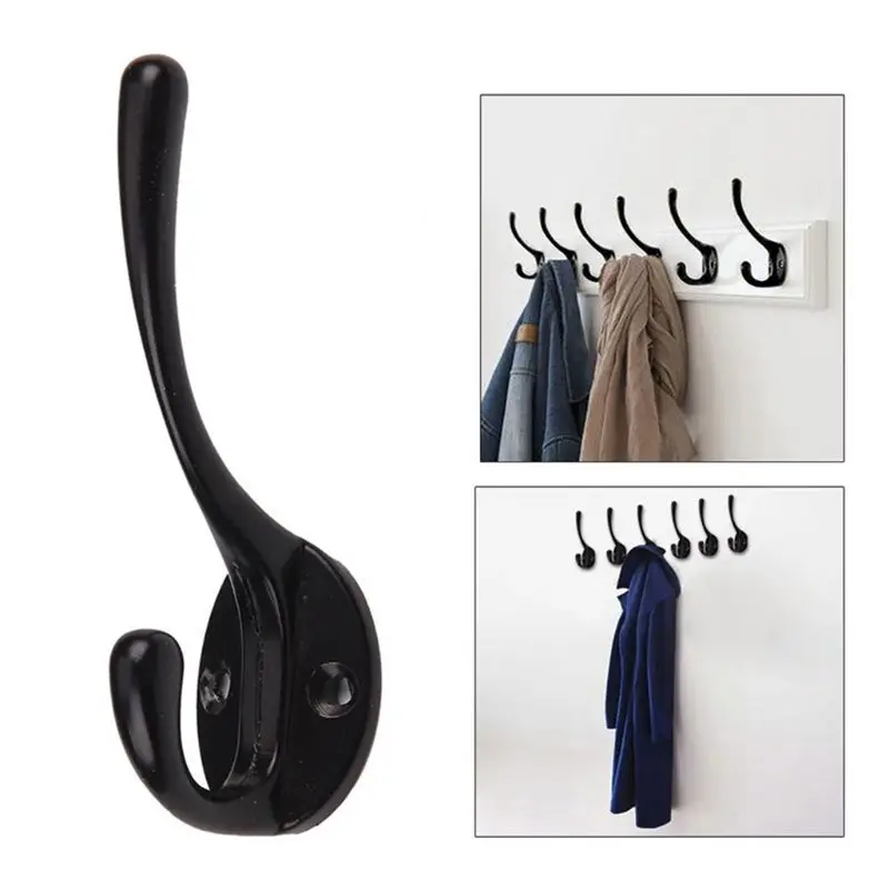 

9 Pack Coat Hooks Wall HooksHeavy Duty Wall Mounted for Hat Hardware Dual Prong Retro Coat Hanger with 20 Screws (Black/Gold)