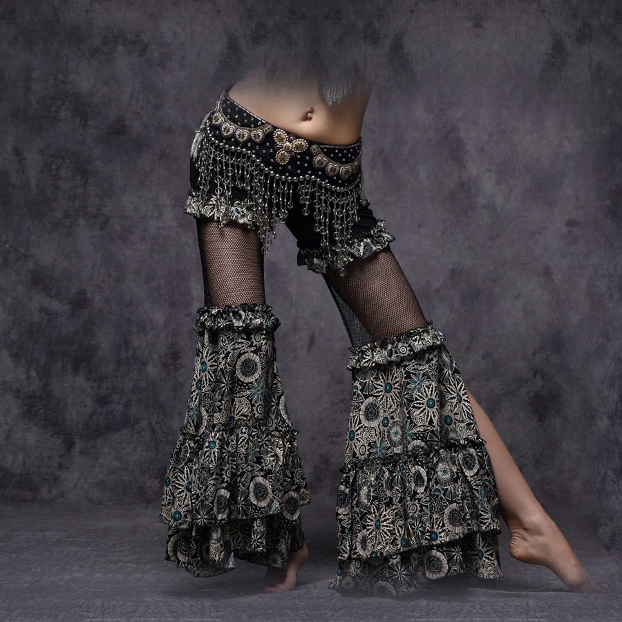 Брюки женские для танца живота цыганские расширяющиеся книзу штаны с завышенной