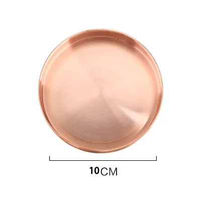 10cm rose gold Розовое золото, органайзер для ювелирных изделий, лоток, скандинавский Медный Круглый лоток для хранения, офисный Настольный металлический органайзер, лоток, золотой десерт, сахарная тарелка - Цвет: 10cm rose gold