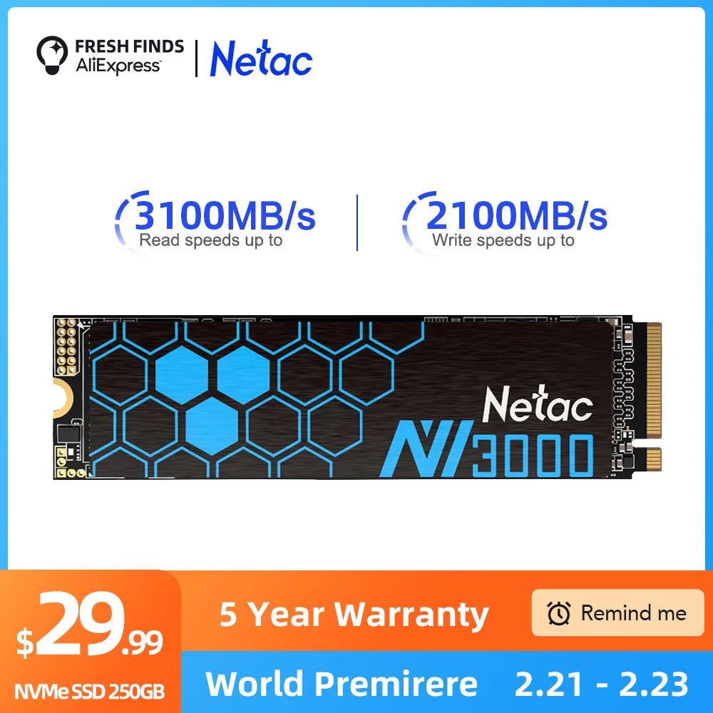 Внутренний твердотельный накопитель Netac M2 SSD NVMe 250 ГБ 500 Гб ТБ SSD M.2 2280 PCIe SSD
