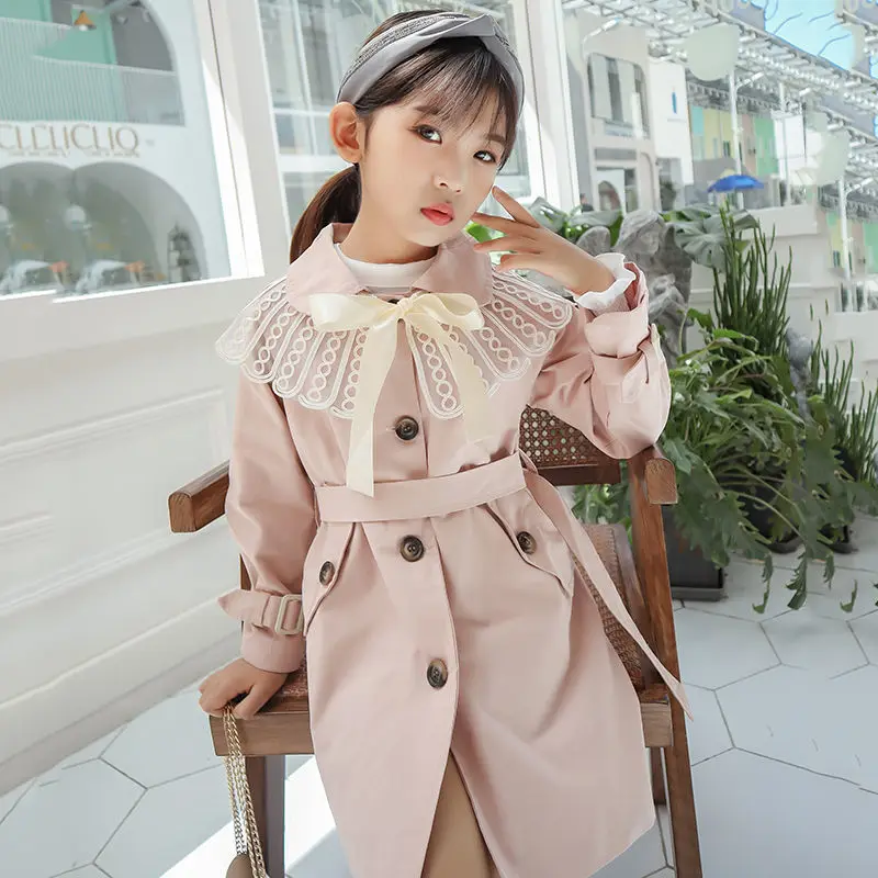 

2020 Autumn Spring Girls Fashion British Beautiful Windbreaker Jacket