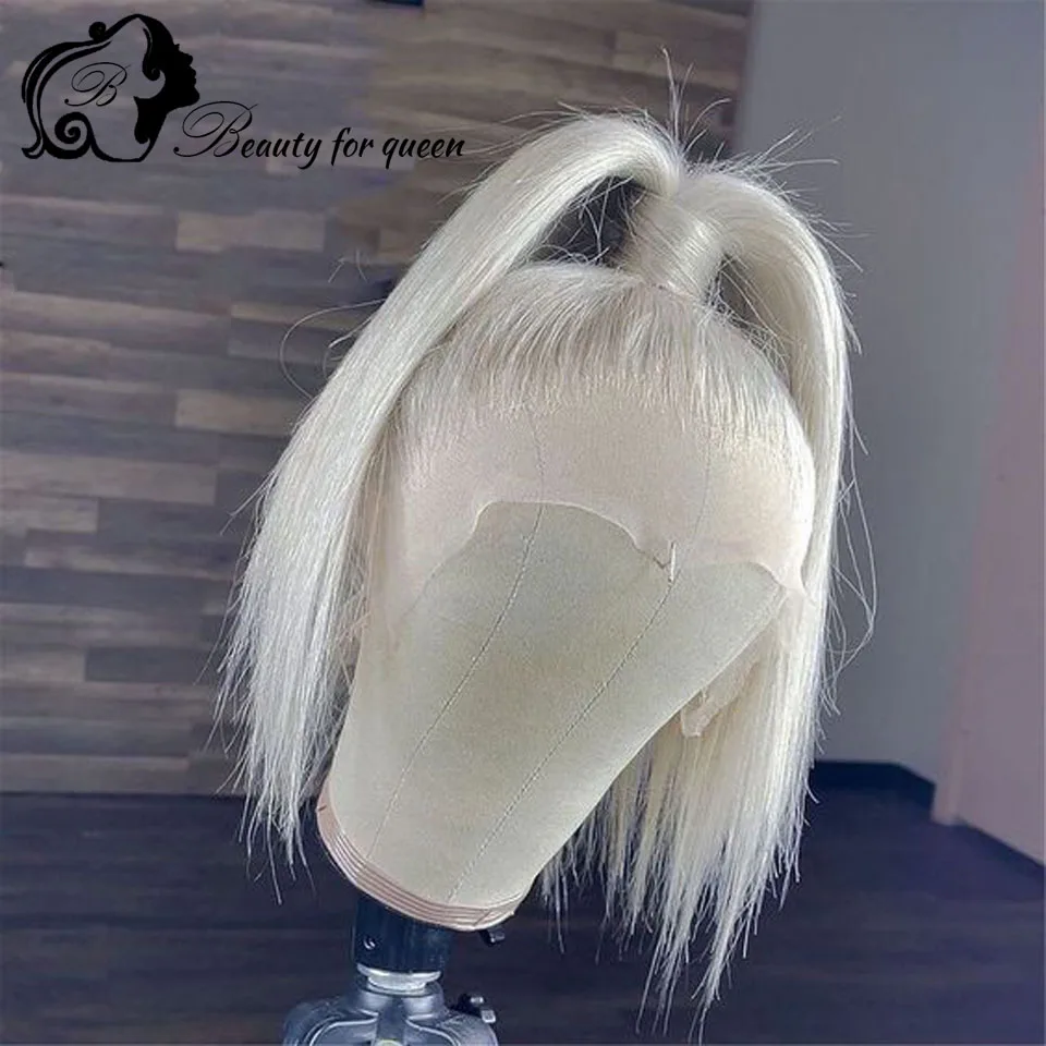 

White Bob Lace Front Human Hair Wigs HD Transparent Lace Frontal Wig For Women 13x4 180% With Bleached Knots Remy Brazilian Hair