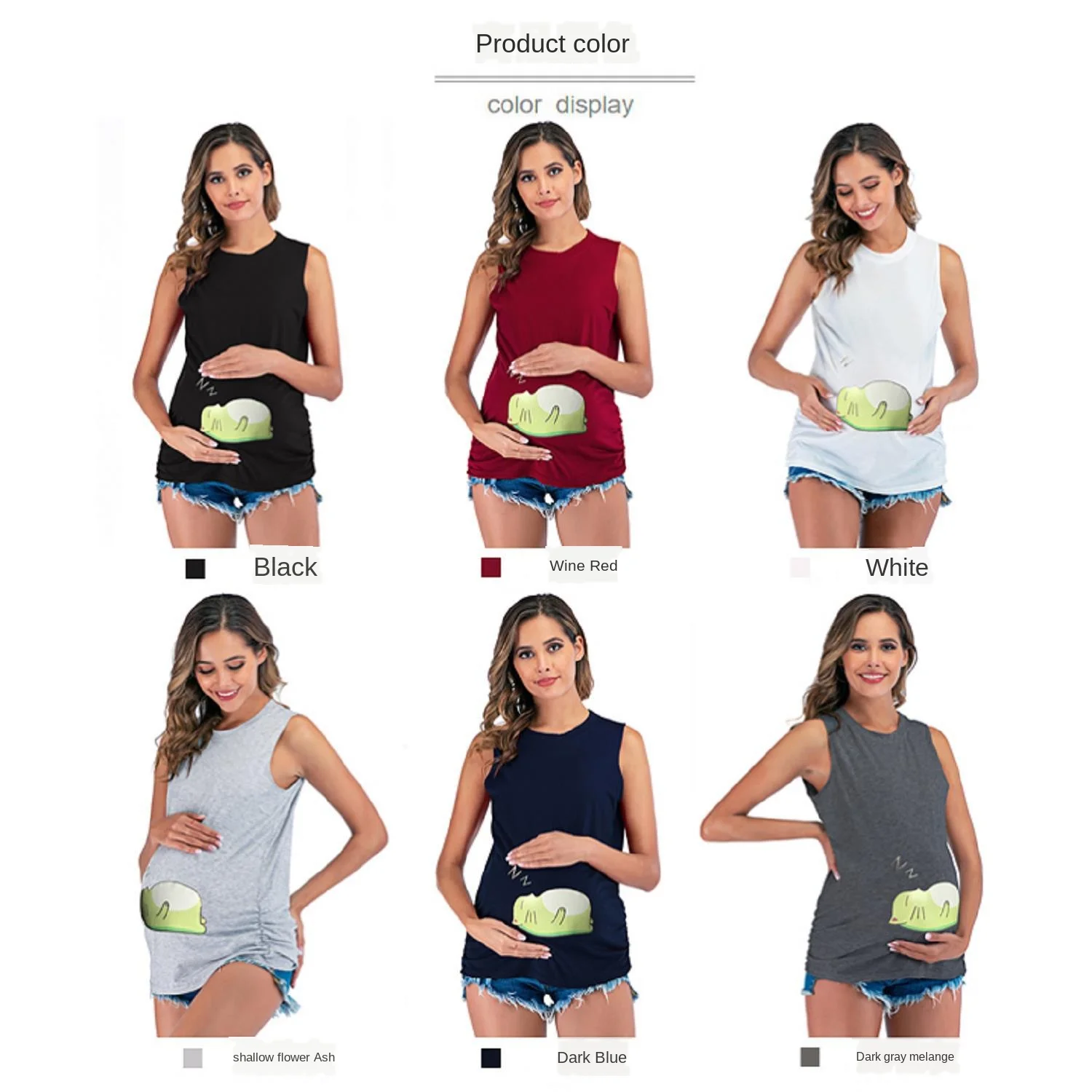 2021 Летний жилет с принтом для беременных футболка платье круглый вырез без