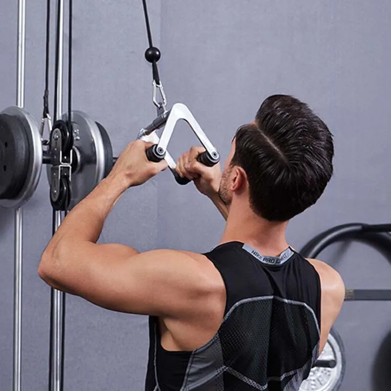 

Fitness Heavy Duty Rowing Handles Gym Workout T-Bar Double D-Handle Cable Machine Accessories Triceps Pull Down V Shaped Bar
