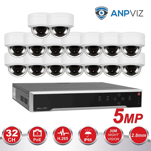 16PCS White KIT Hikvision OEM 32CH 4 к NVR KIT 16/20/32 шт. 5MP безопасности PoE, купольная IP система наблюдения ссtv встроенной Аудио Видео набор для наблюдения - Цвет: 16PCS White KIT