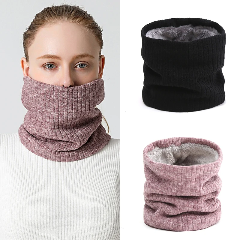 Теплый однотонный плюшевый шейный платок унисекс толстый женский воротник