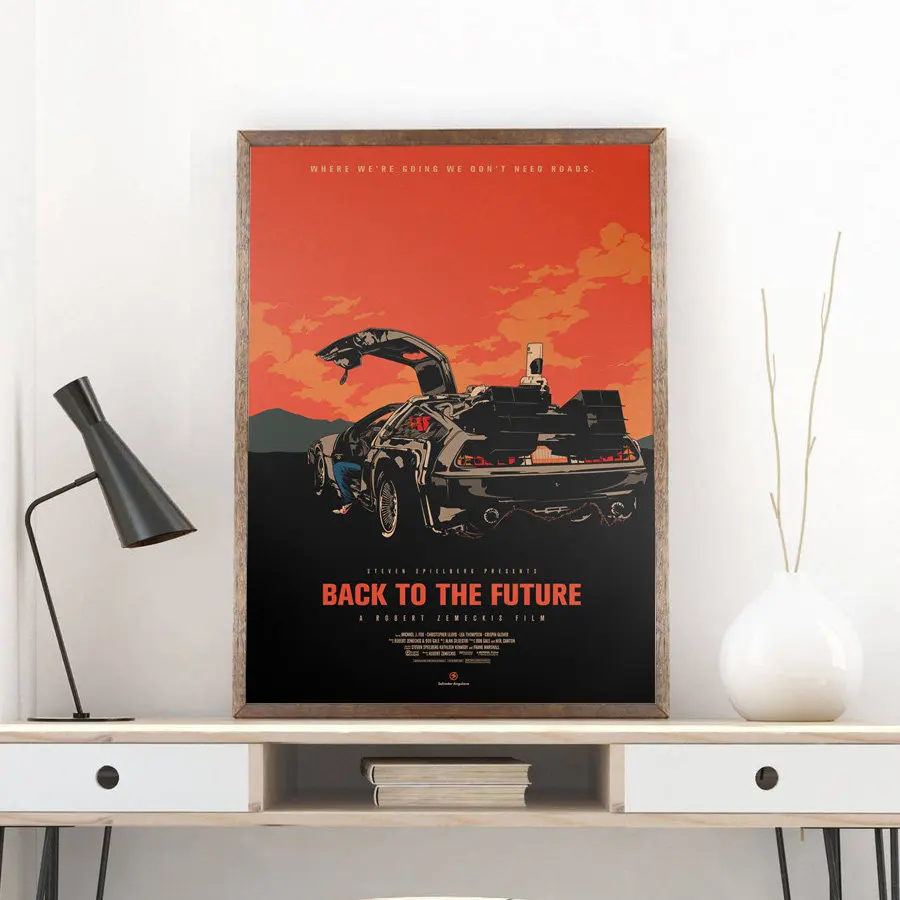 Задний в будущее старинный принт рисунок винтажный настенный киноплакат