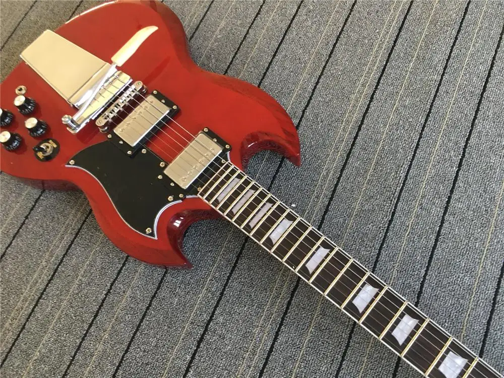 Китайский продукт Красная гитара Блочная инкрустация Бесплатная