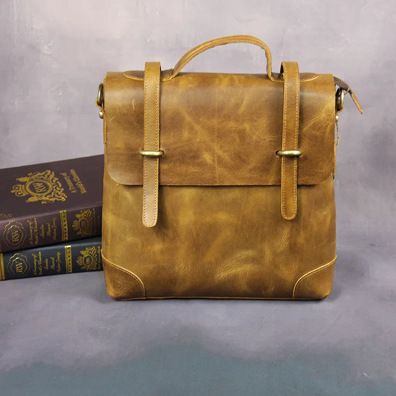 

Leather Backpack Men Women Vintage Rucksack Laptop Bag Water Resistant Casual Daypack College Bookbag Comfortable Travel
