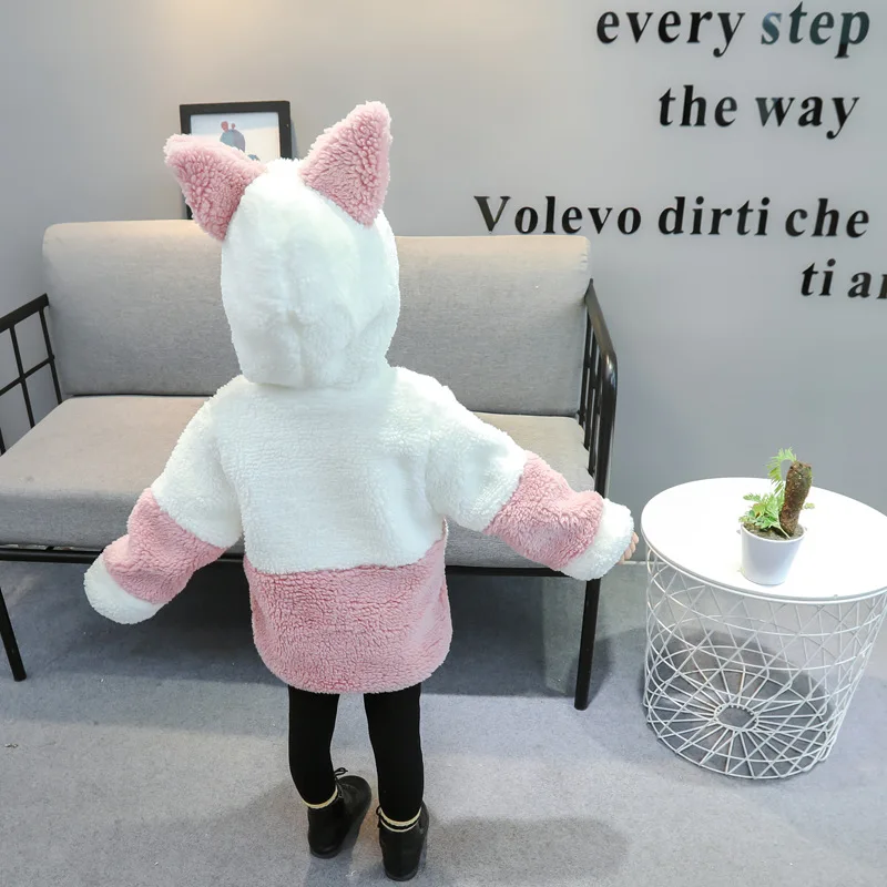 Зимняя куртка для девочек пальто с капюшоном теплое флисовое искусственным