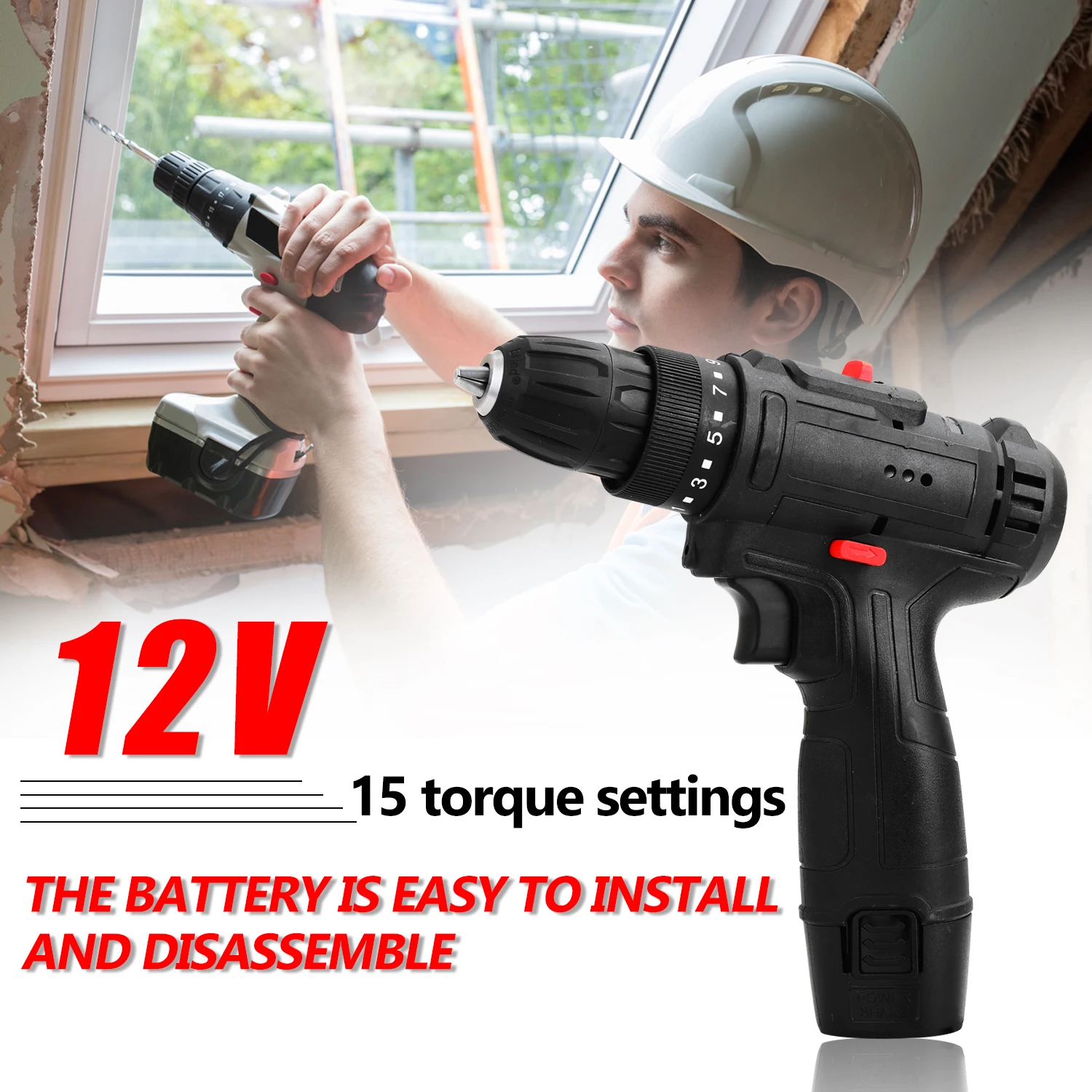 Многофункциональная электрическая дрель 12 В Аккумуляторная с литиевым