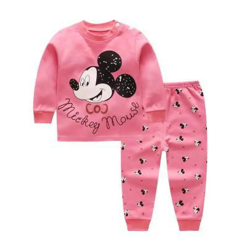 Disney Cartoon Toddler Long Sleeve Suit Infantil Autumn Clothing 100% Cotton 0 1 2 Years Old Baby Sleepwear Set Boys Girls 2PCS | Детская