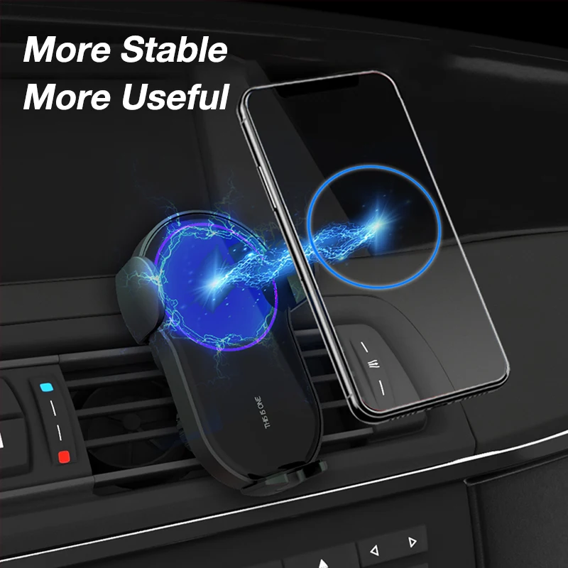 15w qi fast charging auto clamping car mount air vent phone holder wireless charger smart control mini car charger holder free global shipping