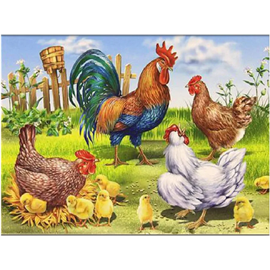 

Diamond Painting Chicken Full Square Diamond Embroidery Animals Cross Stitch Kit Mosaic Rhinestone Art Home Decor