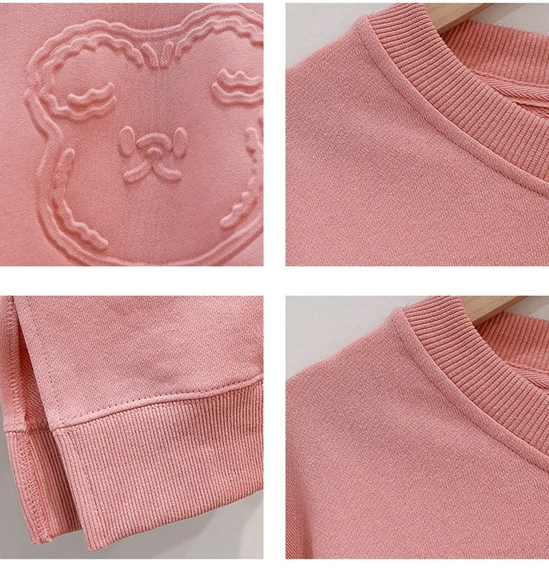 

Cute Women 3D Printed Casual Sweatshirt Plus Size 2021 Fashion Plain Crewneck Terry Cotton Pullover Sweats Coats Long Sleeve