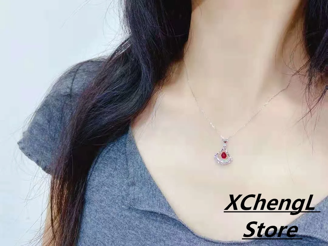 Ожерелье из настоящего золота 18 К (au750) с подвеской в виде юбки рубинами и