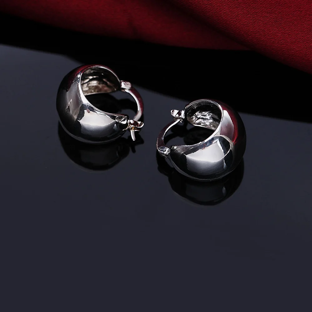 925 стерлингового серебра гладкий серьги для женщин круглые маленькие милые