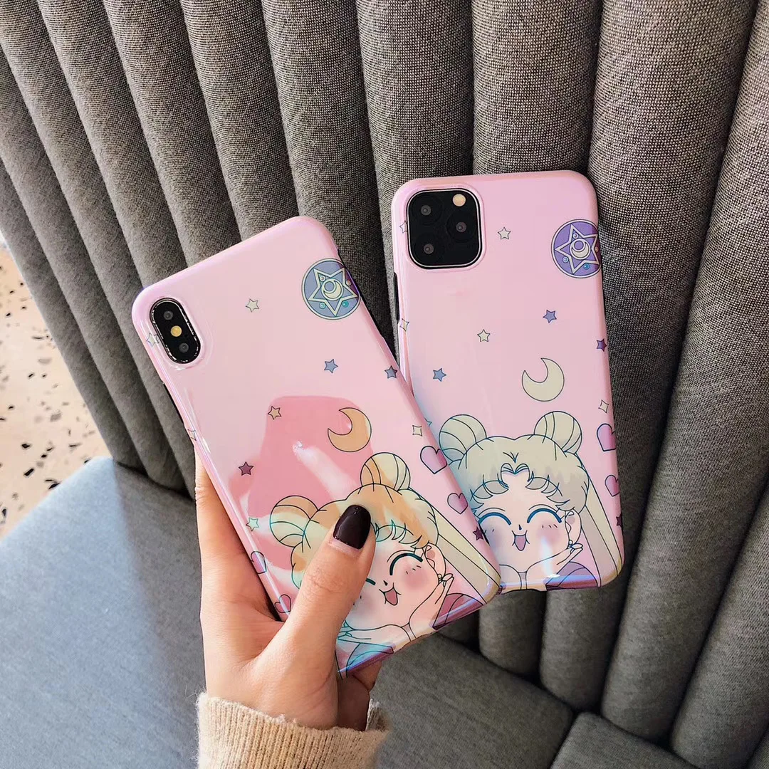 Для iphone 12 / 11promax /XS max XR X Розовый Сейлор Мун мягкий чехол для 8plus 7plus 7 8 милый