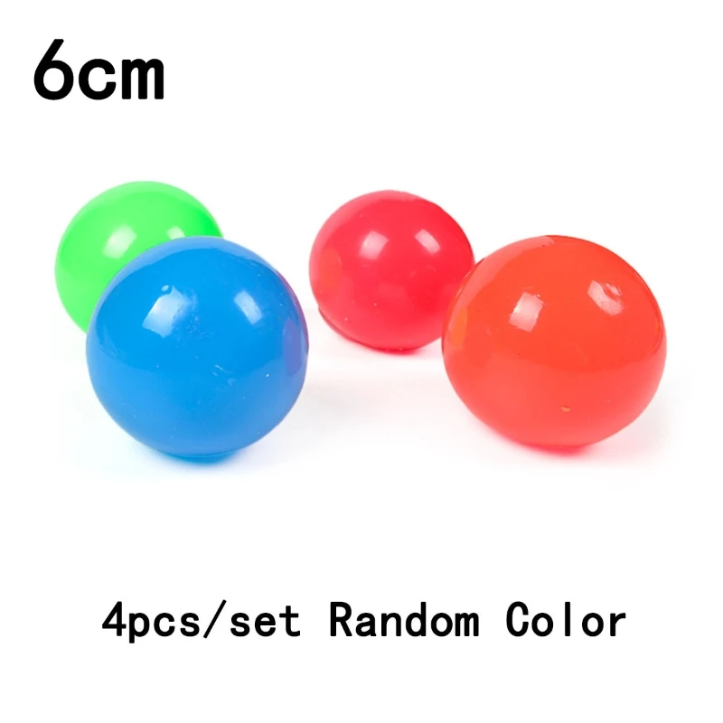

4pcs Novelty Sticky Ball Stress Relief Antistress Throw Catch Ball Squeeze Toy Fidget Toy Adults Kids Toy