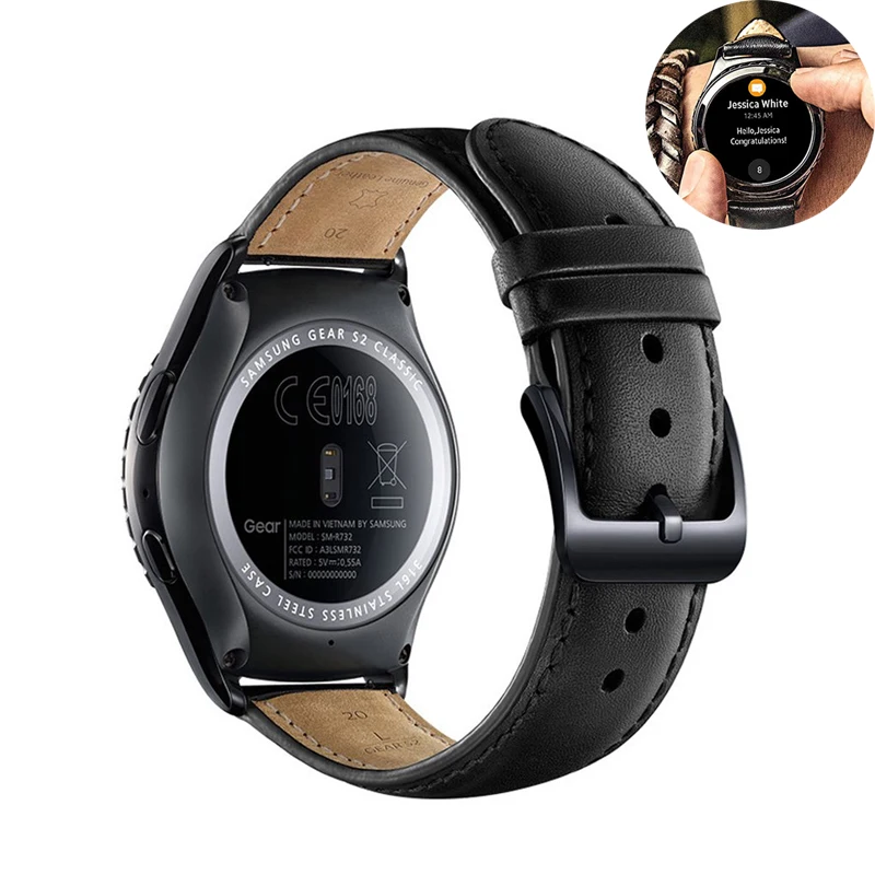 Ремешок кожаный для samsung galaxy watch 4 3 Gear S3 frontierband huawei gt 2 pro amazfit gtr bip 22 мм/20 мм | Наручные