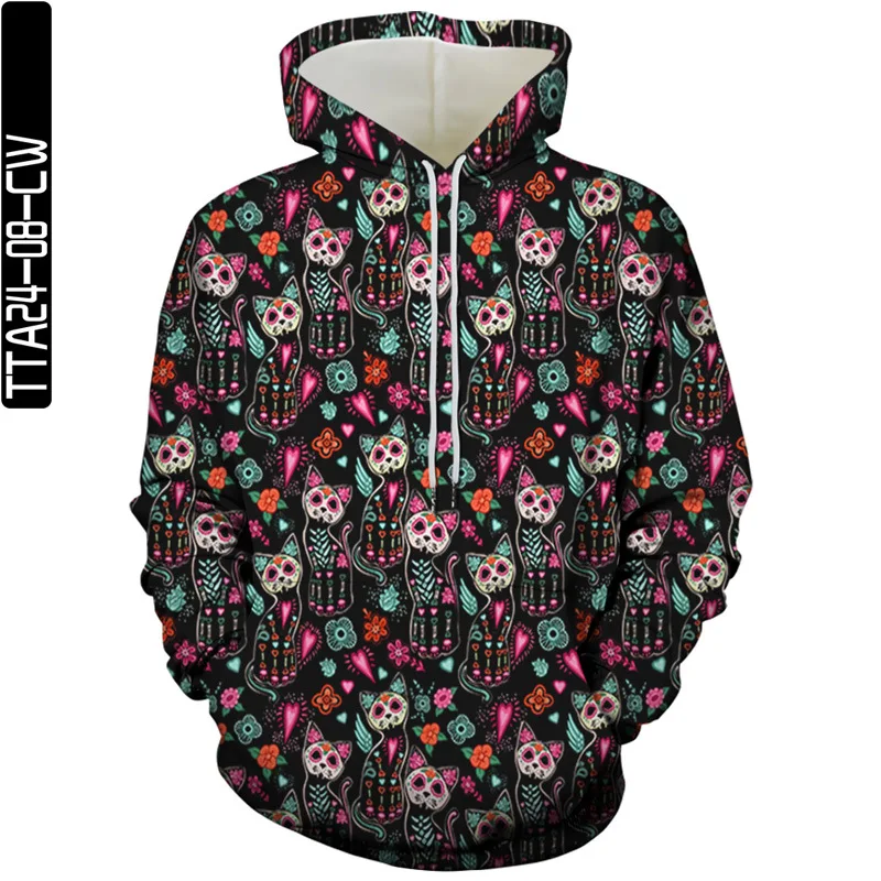 

2021 new fashion owl pattern Oversized hoodie 3D printing personality casual hooded loose men's tracksuit
