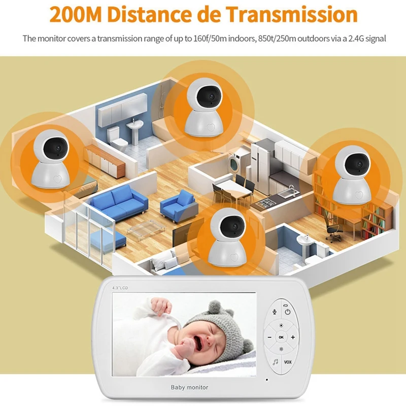 

ST-BM288-4.3 Baby Monitor,4.3 Inch 1080P Infrared with Alarm&Dialogue