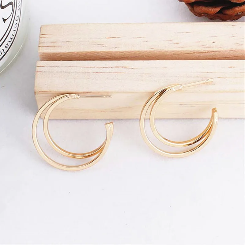 Простые серьги-гвоздики в форме Луны для женщин и девушек полукруглые полые