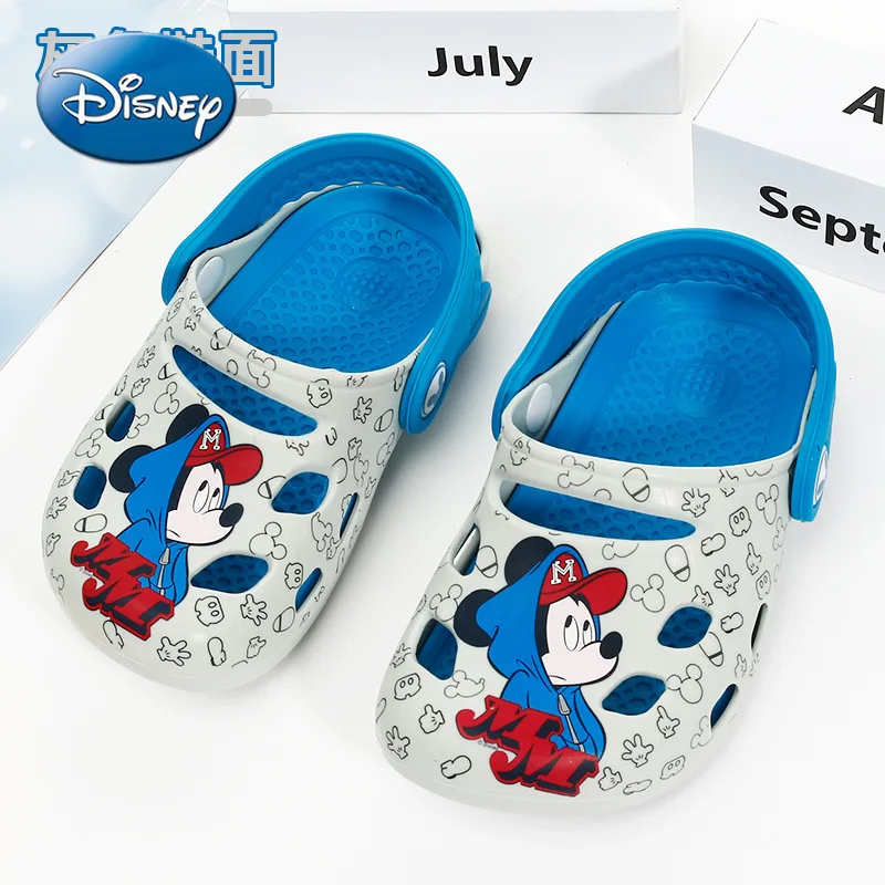 

Original Disney Hole Shoes Boys and Girls Non-slip Beach Shoes Indoor Slippers Mickey Mouse Children's Silicone Slippers