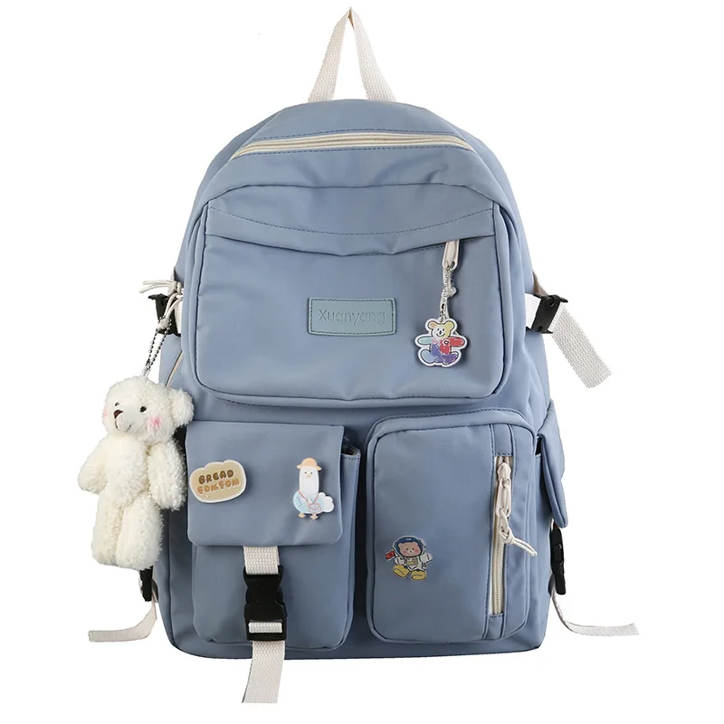 

Школьные ранцы для девочек-подростков, студенческий рюкзак, Женская нейлоновая мягкая сумка для книг в стиле пэчворк, повседневная черная ш...