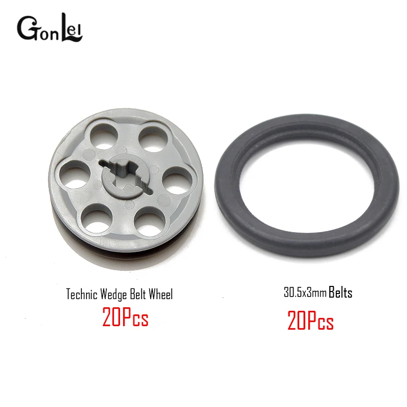 40Pcs Light gray 20 компл./лот MOC дизайн клин колесо ременной передачи 30.5x3mmTyre строительный блок Запчасти набор «сделай сам» Игрушки для детей, подарки, совместимые с 4185 2815 - Цвет: 40Pcs Light gray