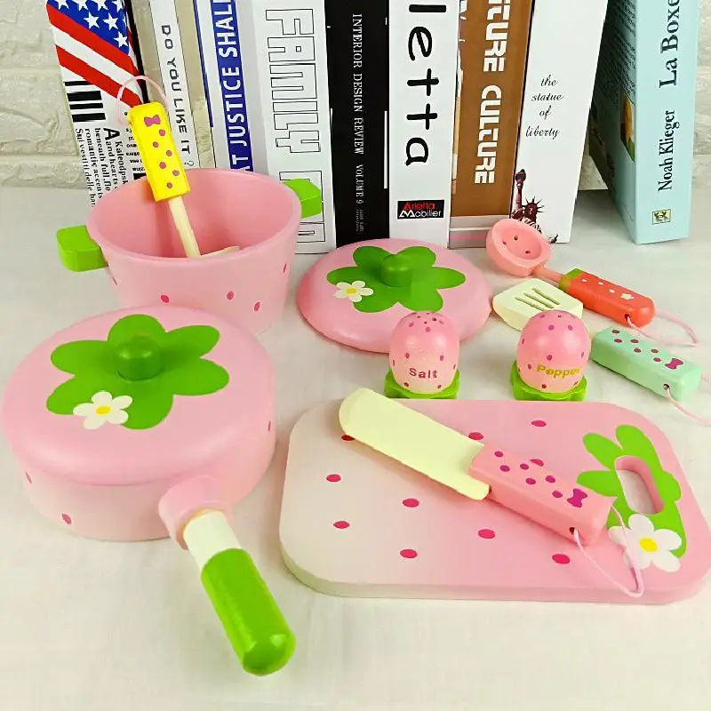 

New Pots And Kitchenware Group Children's Home Entertainment Puzzle Wooden Kitchen Toy Set Boys And Girls Kindergarten Cut