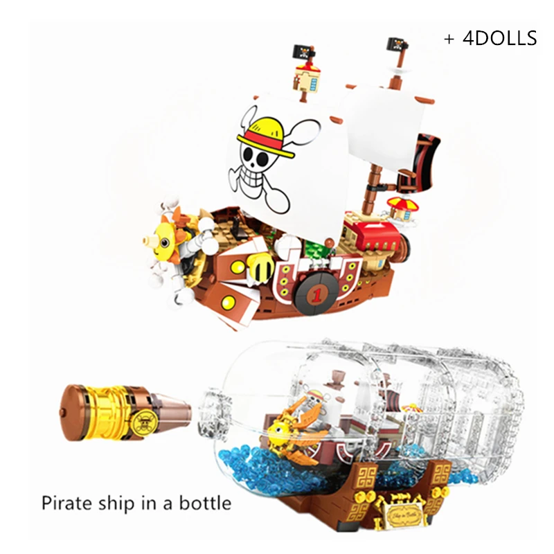 

568 шт. цельные лодки Luffy Sunny пиратские корабли Блоки Модель Солнечная лодка сборные коллекционные игрушки для детей Подарки