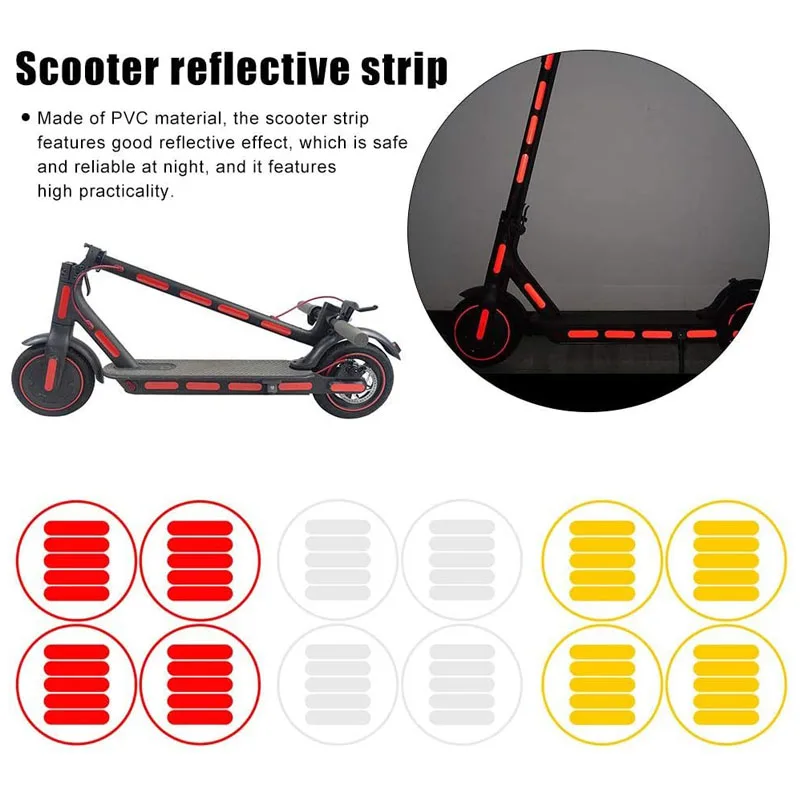 

24pcs/Set Reflective Film Sticker Fluorescent Decal for Xiaomi Mijia M365 M187 Electric Scooter Night Riding Frame Pedal Sticker