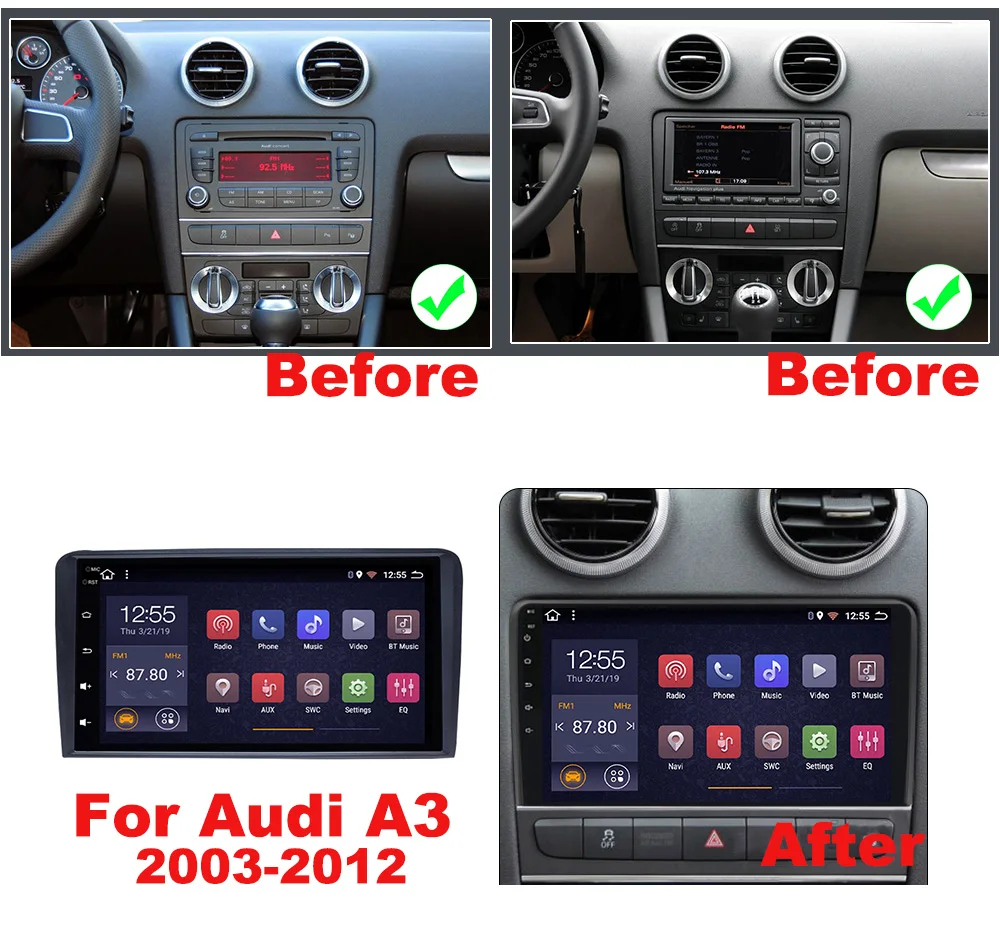 Авторадио wanqiCar gps HD стерео Navi 10 1 "Android 8 для Audi A3 RS3 2003 2012 с Bluetooth wifi AUX поддержка DVR