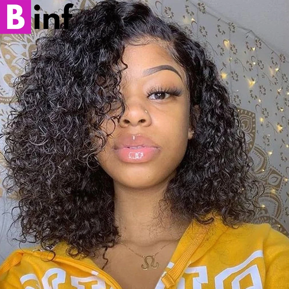 Бразильские кудрявые короткие волосы Remy парики из человеческих волос