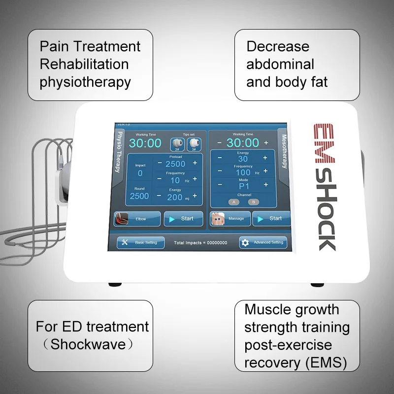 

2020 Новый Дизайн EMS + Shockwave Therapy Физиотерапия Ударно-волновая терапия Массажер для лечения ED Beauty Beauty Machine