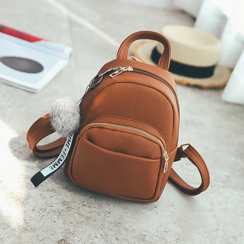 

2021 Summer New Backpack All-match Solid Color Soft Leather Girls Backpack Luxury Mini Lychee Pattern Bag designer bags