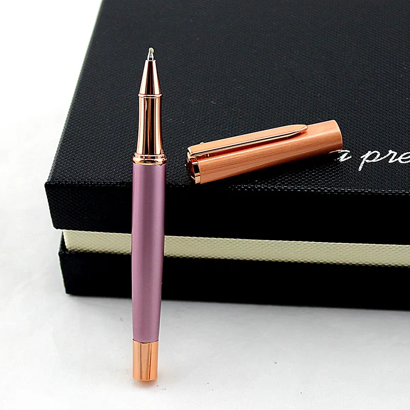 

Роскошная Ручка-роллер, розовый, золотистый гель, металлическая шариковая ручка, деловые подарки, канцелярские принадлежности для письма