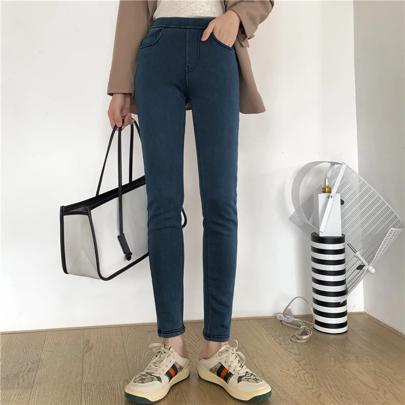 Winter Sexy Skinny Plus Velvet Women Jeans Black Warm Stretch Leggings Sports Fashion Trousers Leggings Plus Size Womens M-2XL
