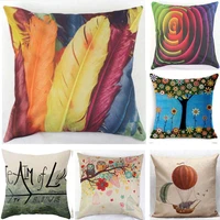 soft room gifts single sides printing home throw pillow cover case linen cotton chair waist cushion case