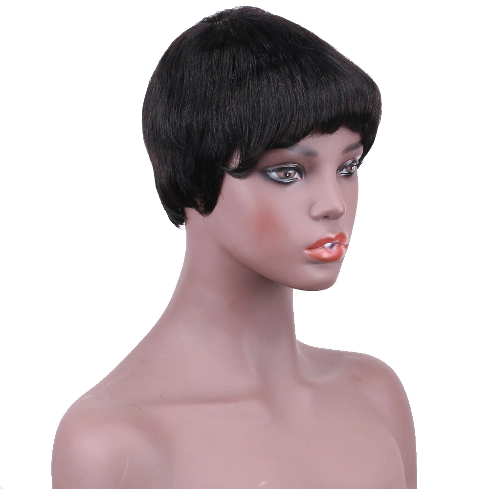 AMZ короткие прямые человеческие волосы парик индийская Дева парики 150% плотность