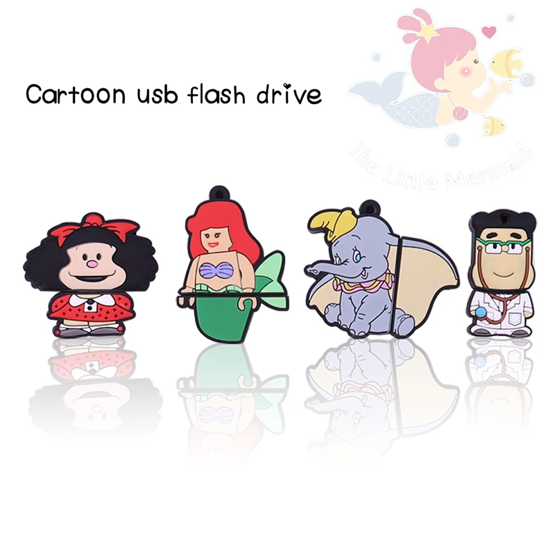 

Usb-накопитель, 128 ГБ, 64 ГБ, мультяшный Дамбо/Русалка