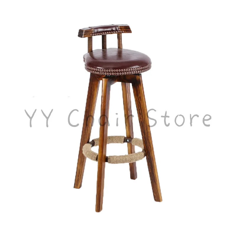 

Solid Wood Bar Commercial Furniture Chair American European High Stool Rotary Creative Household Comfortable Dining Chairs