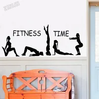 Fitness Time Wall Decal Sport Girls Vinyl Eall Stickers Gym Decor Gymnast Wall Murals For Yoga Studio Art Home Decoration Y327