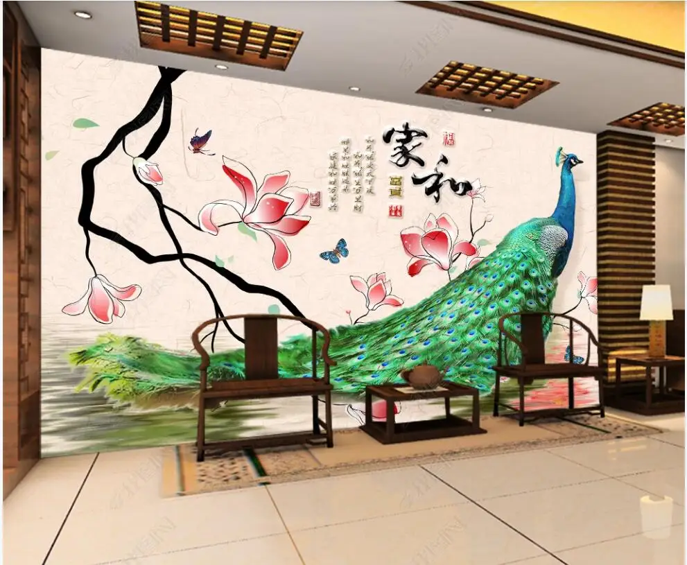 

3d обои, красивый цветок павлина, украшение для дома, для спальни, пользовательские фото обои на стену, дизайн гостиной