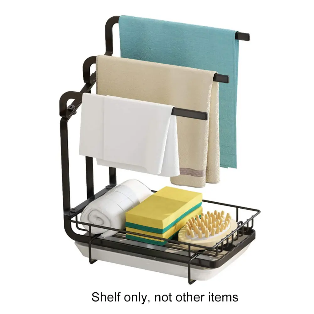 

Sponge Holder Carbon Steel Durable Storage Home Non Slip Large Capacity Desktop With Drain Pan Easy Clean Kitchen Sink