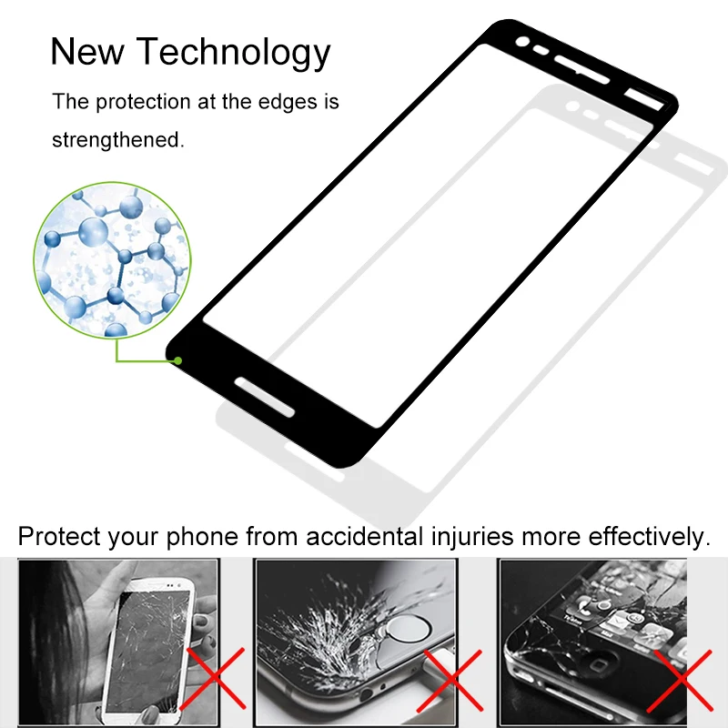 2 шт. Оригинальное полное покрытие защита экрана закаленное стекло для Nokia 1 на