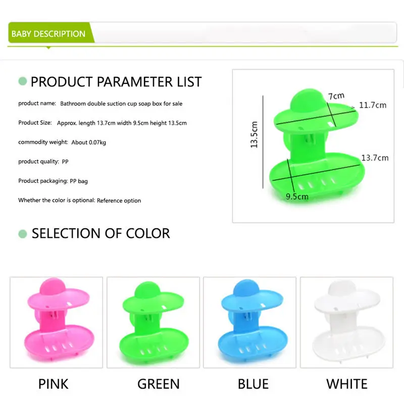 

Plastic Portable Soap Dish With Wall Suction Holder for Kitchen Bathroom Double Layers Soap Storage Box Dishes Stand