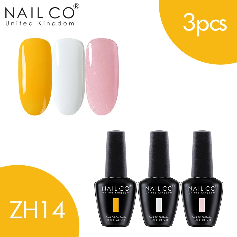 ZH14 NAILCO 3 шт. набор гель-лака UV Vernis Полупостоянный Праймер УФ-гель для ногтей Краска Декоративный Лак для ногтей Гибридный отмачиваемый Гель-лак - Цвет: ZH14