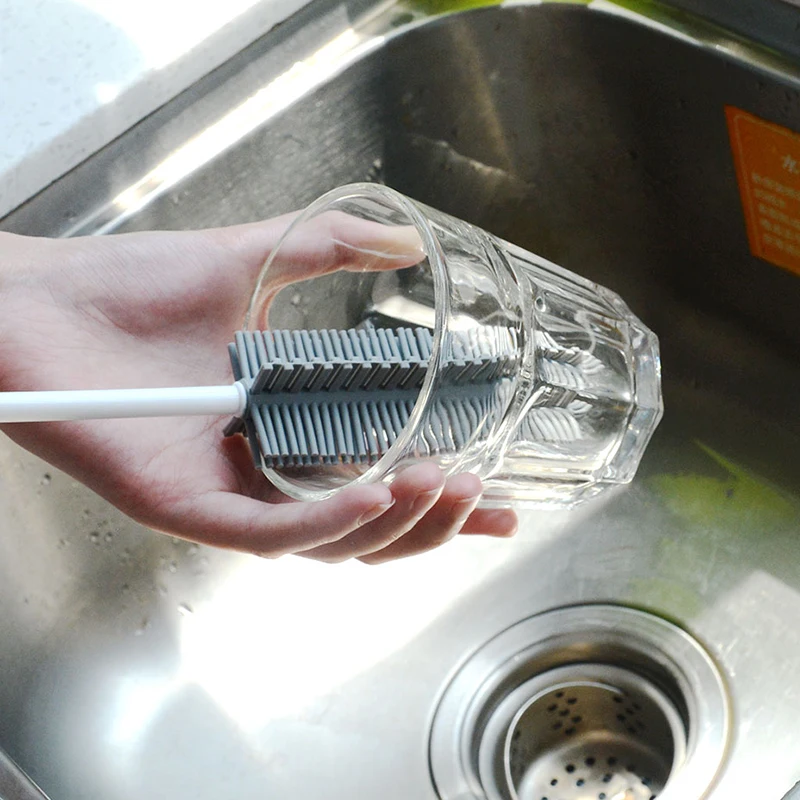 Силиконовая щетка для чистки стекла с длинной ручкой 1 шт. бытовая чашка мытья чая